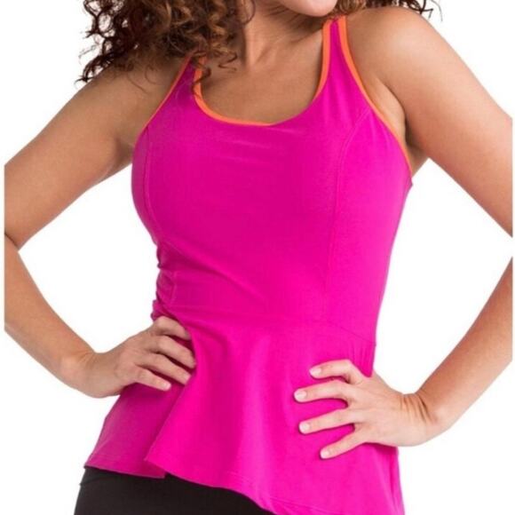 Spanx Pink Pow Peplum Racerback Tank Women's M - Picture 1 of 15